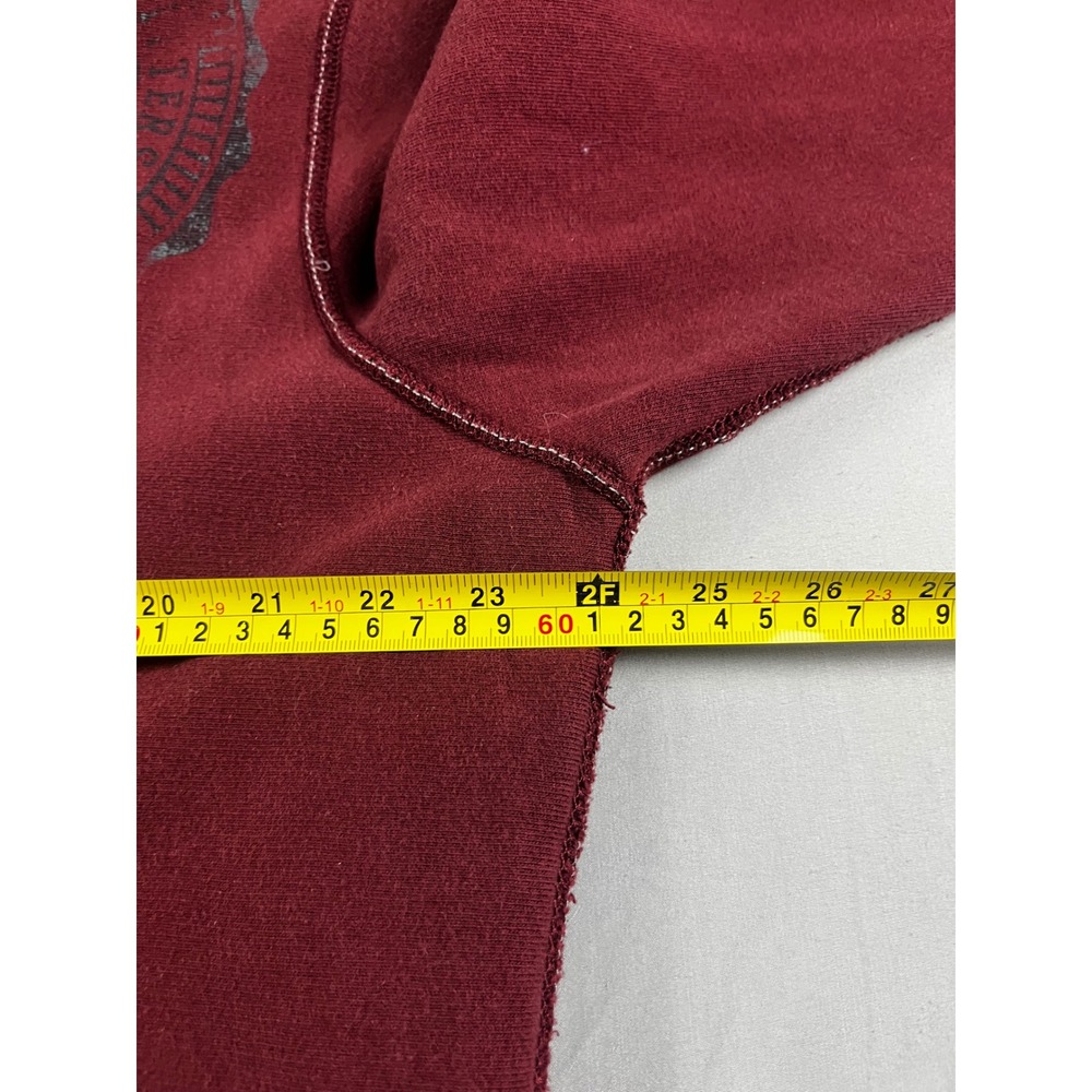 American Eagle Outfitters Mens Hoodie Large Fleece Burgundy Distressed Y2K - Picture 6 of 7